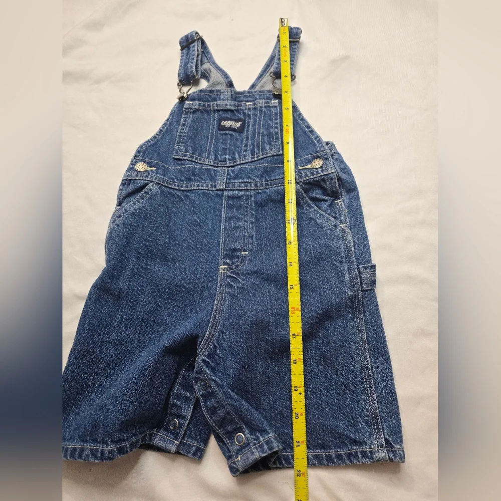 Oshkosh B'Gosh® Shortalls Overalls Baby Med Dark Blue Denim Snap legs Sz 24m